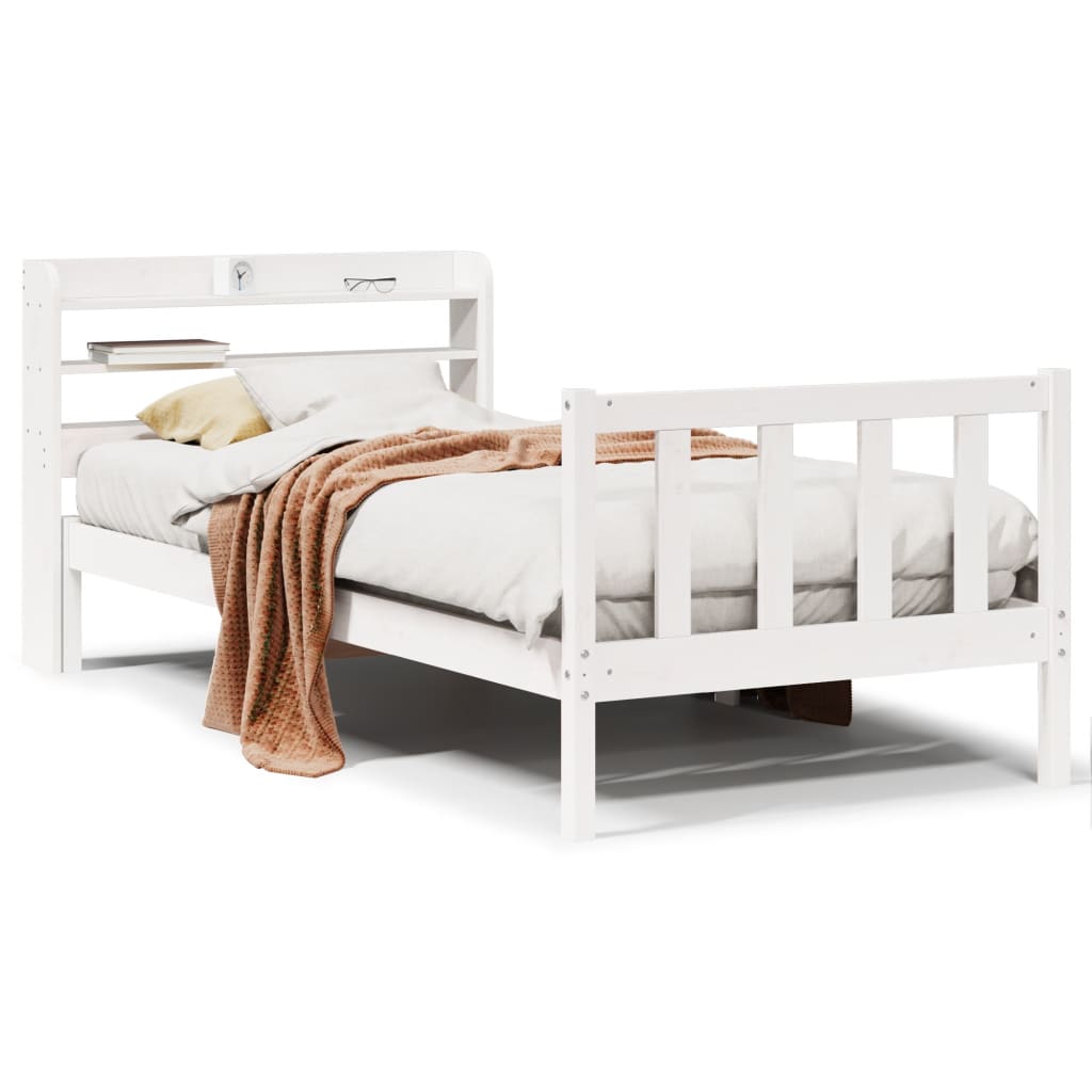 Bed Frame without Mattress White 90x190 cm Single Solid Wood Pine